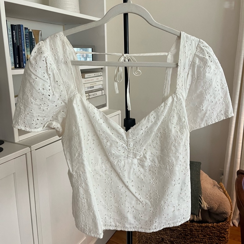Abercrombie White Eyelet Top